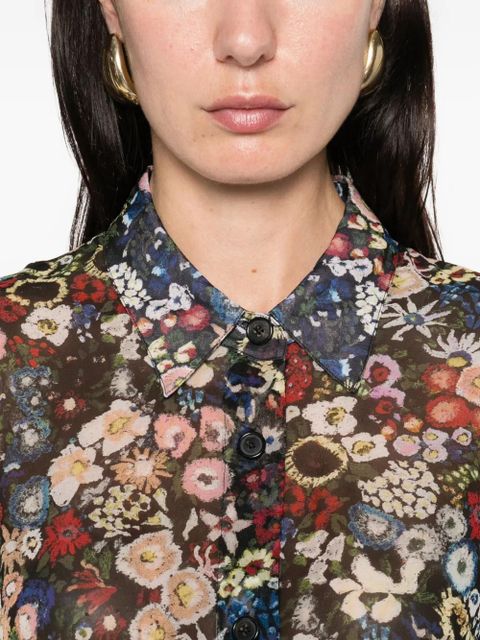 KHAITE Goya floral-pattern shirt - Black