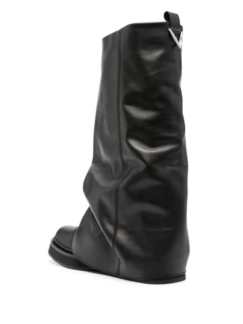 The Attico Robin layered leather boots - Black
