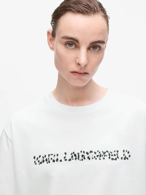 Karl Lagerfeld t-shirt bawełniany damski kolor biały A4W17074