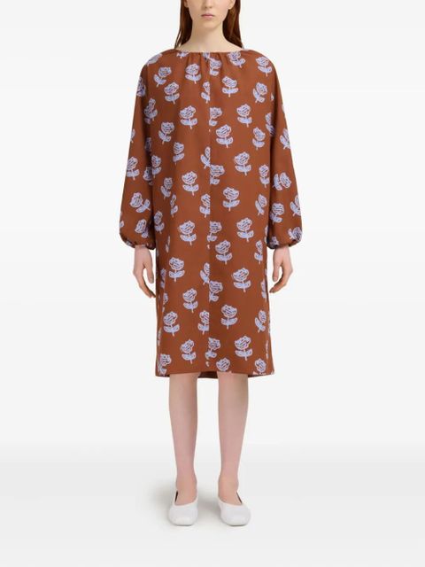 Marni floral-print long-sleeve dress - Red - zdjęcie produktu nr 2