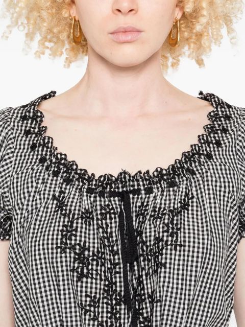 DÔEN Nera gingham cropped blouse - Black