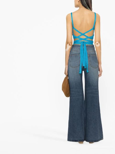 Alanui Over The Rainbow knitted bra - Blue