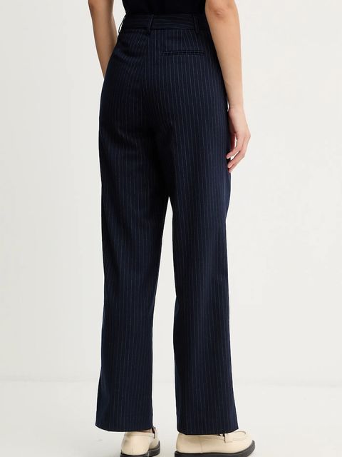 United Colors of Benetton spodnie damskie kolor granatowy proste high waist 4X8MDF07F