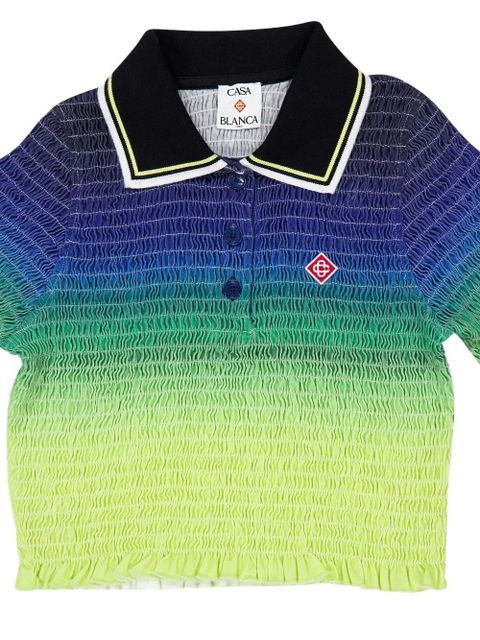 Casablanca shirred polo top - Green