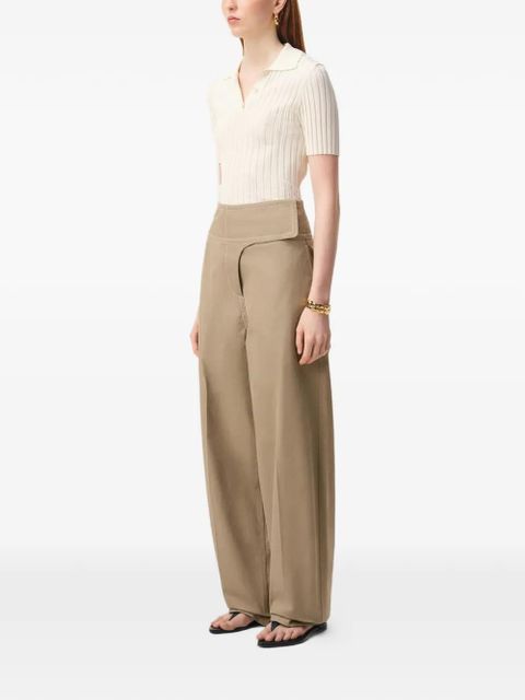 AMI Paris cotton wrapped belted trousers - Neutrals
