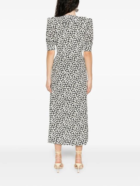 Alessandra Rich floral-print midi dress - Black - zdjęcie produktu nr 2