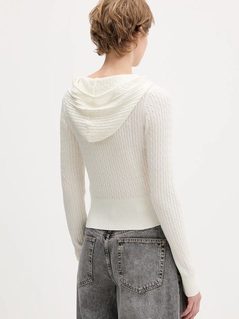 Guess Jeans kardigan z domieszką jedwabiu damska kolor beżowy lekki W5BR04 Z3HO2