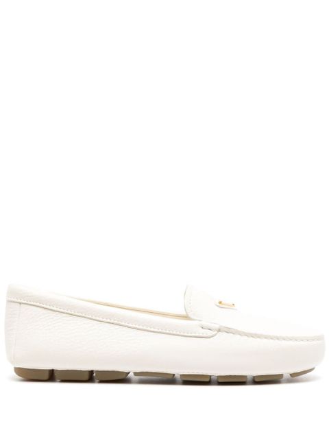 Prada logo-plaque leather loafers - White - zdjęcie produktu nr 1