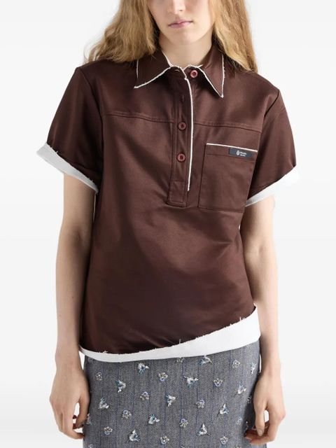 Prada patch-pocket raw-cut polo top - Brown