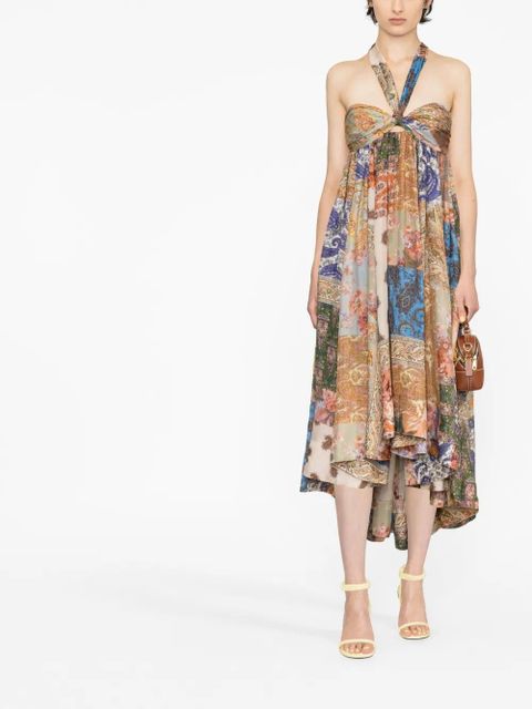 ZIMMERMANN Devi paisley-print halterneck dress - Neutrals