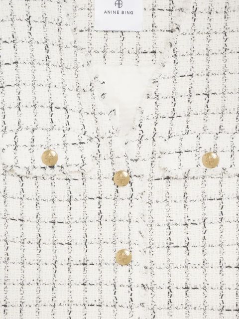 ANINE BING Janet plaid tweed dress - White