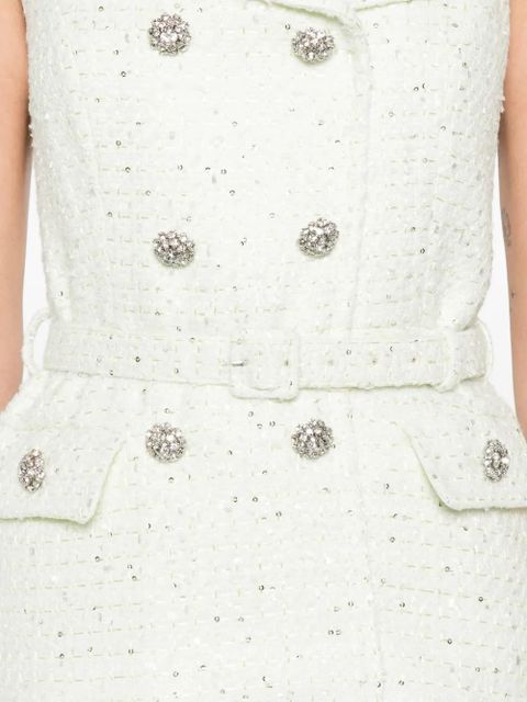 Self-Portrait embellished double-breasted dress - Green