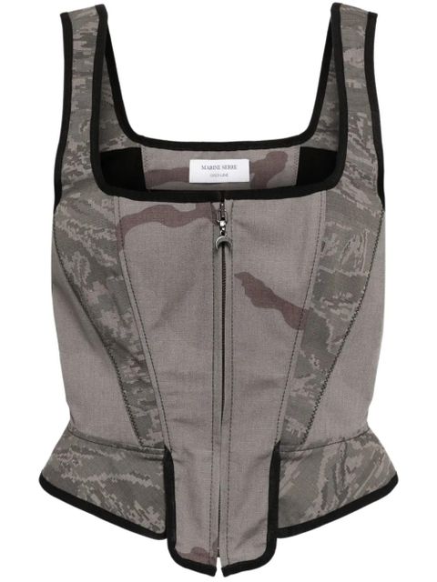 Marine Serre Regenerated cotton corset top - Grey - zdjęcie produktu nr 1