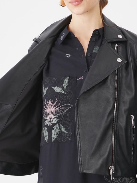 Medicine kurtka biker skórzana kolor czarny przejściowa