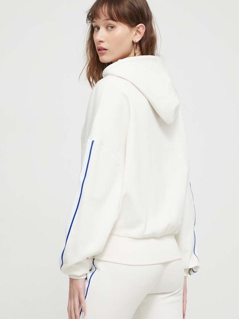 HUGO Blue bluza damska kolor beżowy z kapturem z aplikacją 50512858