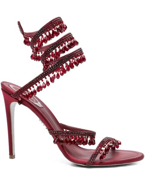 René Caovilla 110mm embellished satin heeled sandals - Red - zdjęcie produktu nr 1