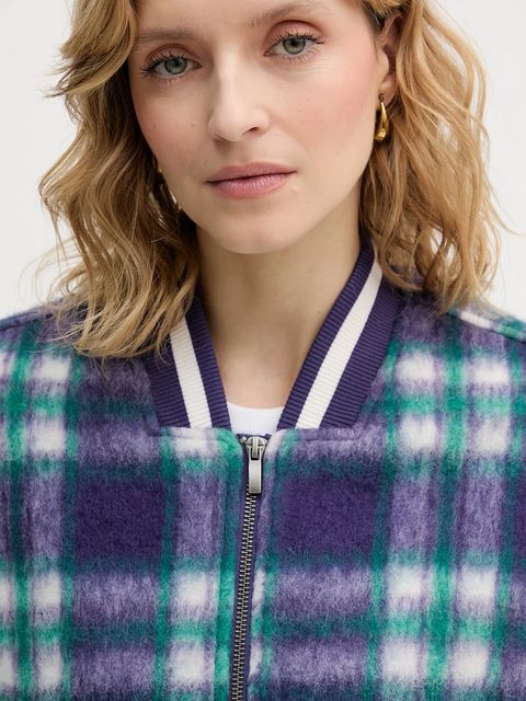 United Colors of Benetton kurtka bomber z dodatkiem wełny kolor fioletowy przejściowa 20G9DN08S