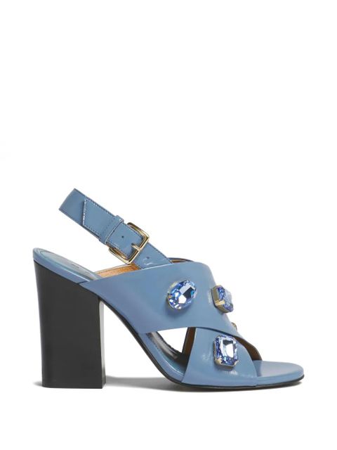 Marni criss-cross crystal leather sandals - Blue - zdjęcie produktu nr 1