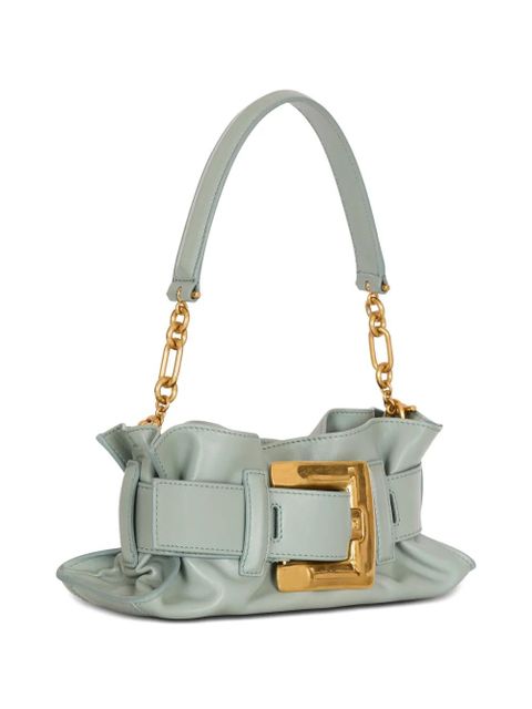 Balmain mini Anthem leather clutch bag - Blue