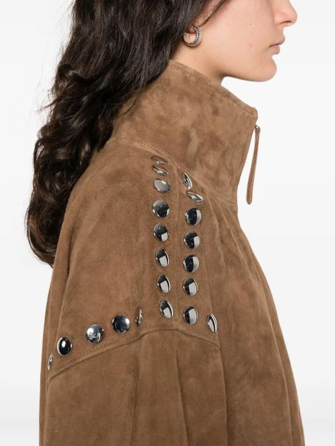 SANDRO studded zip-up jacket - Brown