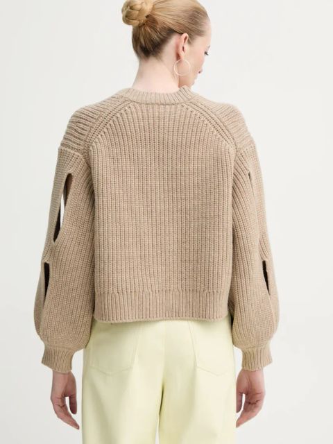 Nanushka kardigan wełniany KAROLIN damski kolor beżowy NW25RSCA11974