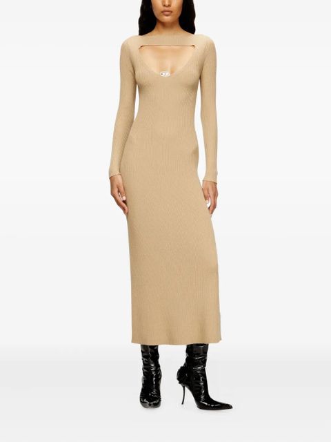 Diesel keyhole ribbed midi day dress - Neutrals