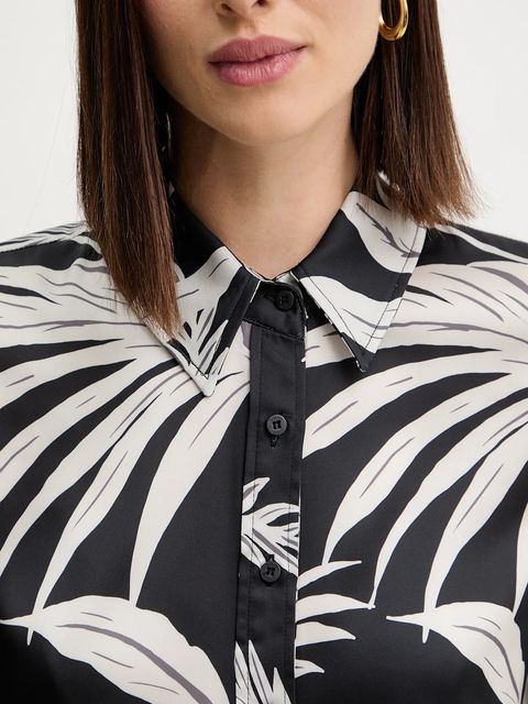 Guess koszula CONCETTA damska kolor czarny regular z kołnierzykiem klasycznym W5YH03 WF1T2