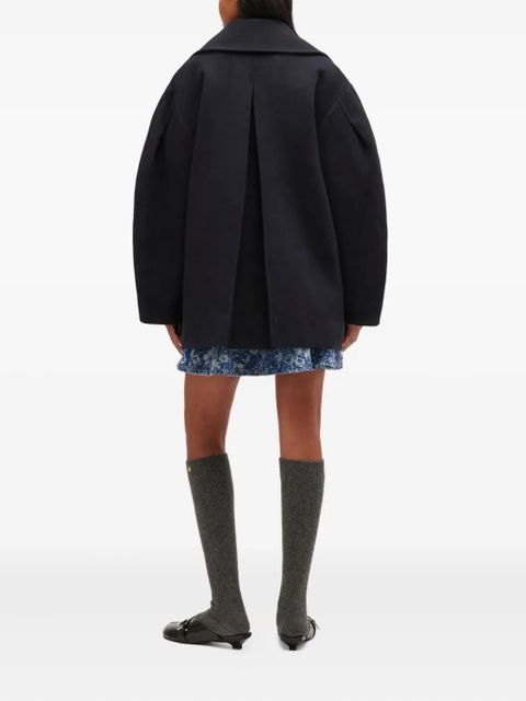 GANNI balloon-sleeve double-breasted coat - Blue