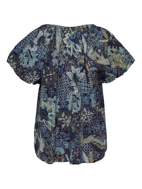 Ulla Johnson Issa floral-print puff-sleeve top - Blue - zdjęcie produktu nr 2