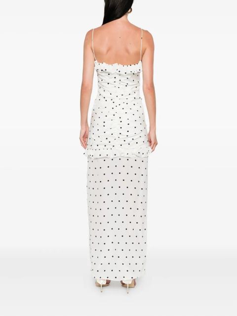 Alessandra Rich polka dot-print ruched dress - White