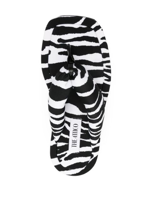 The Attico zebra-print slides - White