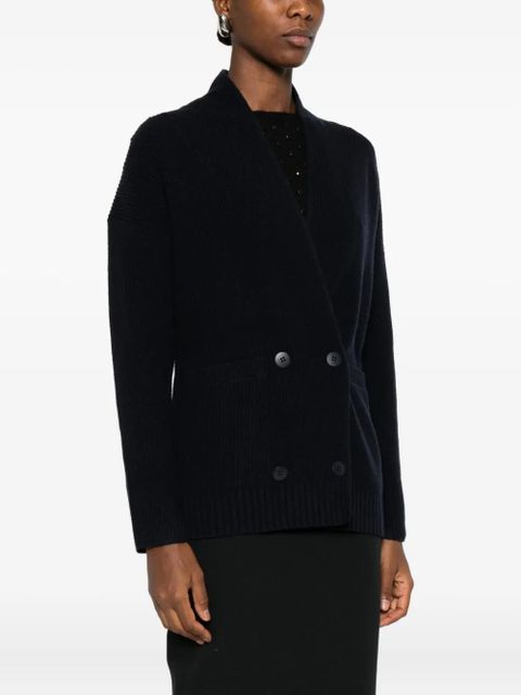 Max Mara double-breasted ribbed cardigan - 008 BLACK