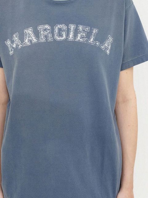Maison Margiela logo-print jersey T-shirt - Blue