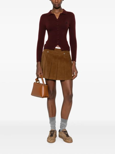 Maje corduroy pleated mini skirt - Brown