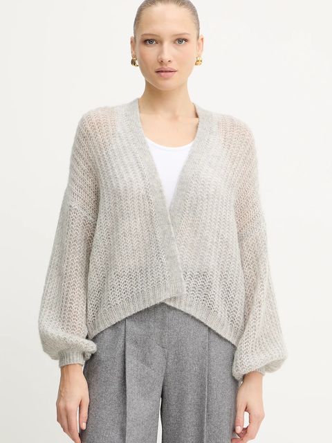 BOSS Orange kardigan z domieszką wełny damski kolor szary lekki 50545878 - zdjęcie produktu nr 1