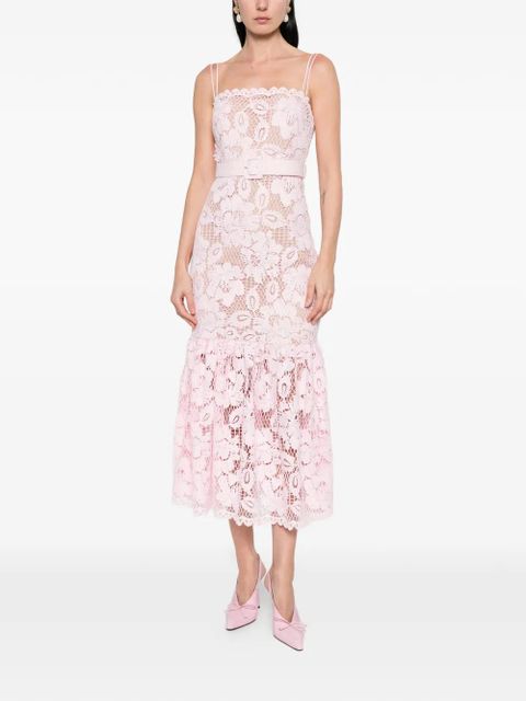 Self-Portrait square-neck belted midi dress - Pink - zdjęcie produktu nr 2