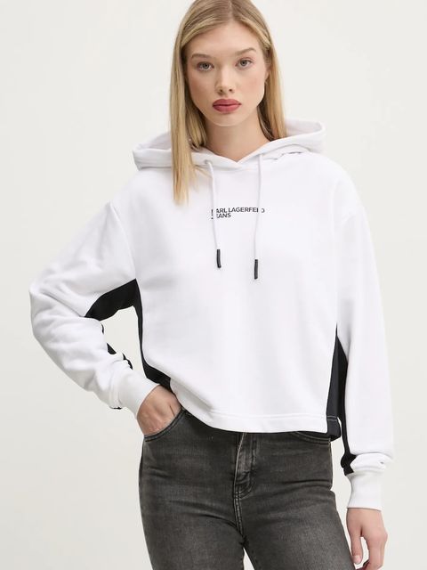 Karl Lagerfeld Jeans bluza damska kolor biały z kapturem z nadrukiem A1W20017 - zdjęcie produktu nr 1