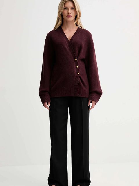 ISABELLE BLANCHE kardigan z dodatkiem wełny damski kolor bordowy IS25FW-M152-F007