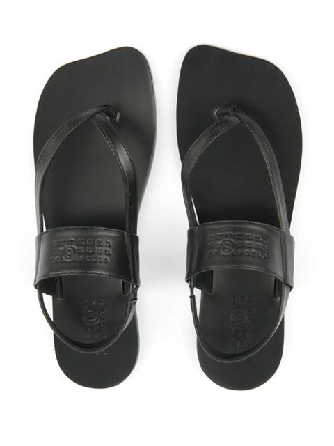 MM6 Maison Margiela logo-debossed leather sandals - Black