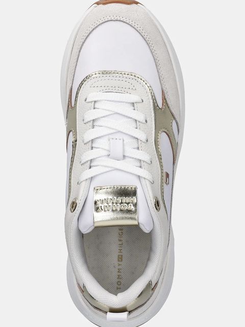 Tommy Hilfiger sneakersy skórzane TH CHUNKY RUNNER METALLIC damskie kolor beżowy FW0FW09204