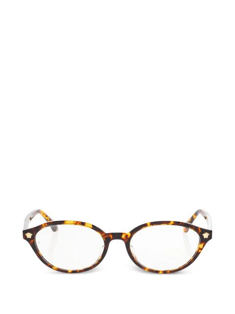 Versace Eyewear tortoiseshell-effect geometric-frame glasses - Brown - zdjęcie produktu nr 1