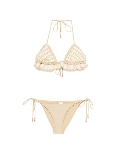 ZIMMERMANN crochet ruffled bikini - Neutrals - zdjęcie produktu nr 1