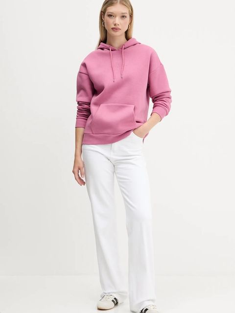 Desigual bluza BASIC damska kolor różowy z kapturem gładka 25WWSK13 - zdjęcie produktu nr 2