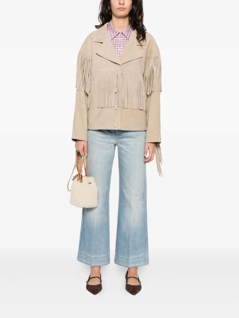 SANDRO fringed suede jacket - Neutrals - zdjęcie produktu nr 2