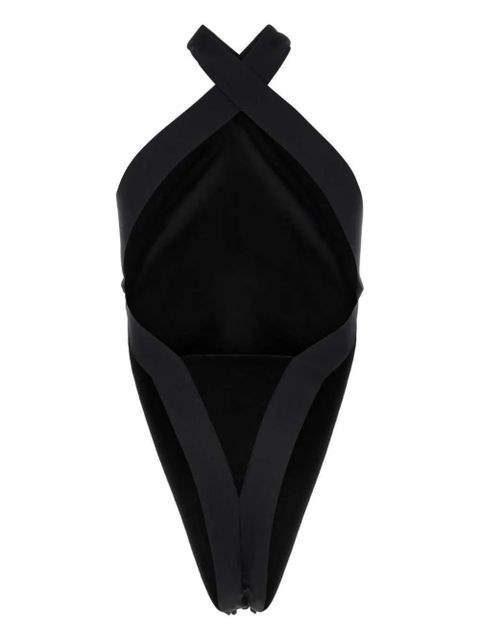 Saint Laurent cross-neck velvet bodysuit - Black - zdjęcie produktu nr 2