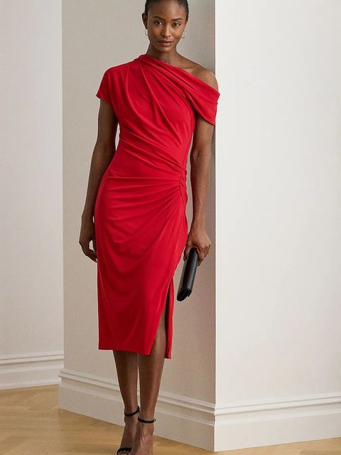 Lauren Ralph Lauren sukienka kolor czerwony midi dopasowana 200980223 - zdjęcie produktu nr 2