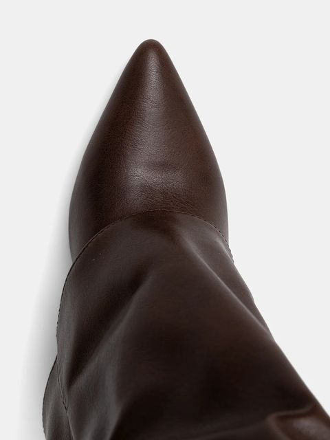 Answear Lab kozaki damskie kolor brązowy na słupku