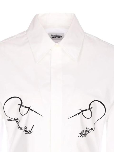 Jean Paul Gaultier embroidery button shirt - White