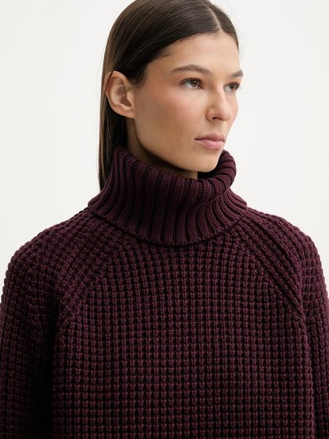 Marc O'Polo sweter damski kolor bordowy ciepły z golfem 5000007659