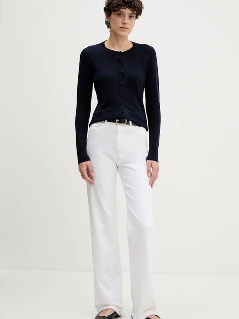 Sisley kardigan z domieszką wełny kolor granatowy lekki 102HM5237 - zdjęcie produktu nr 2